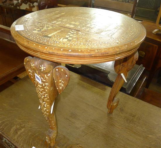 Indian circular inlaid tripod table(-)